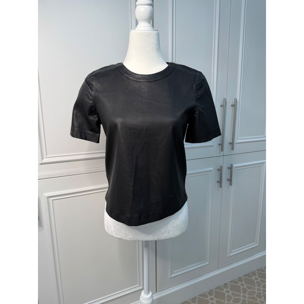 Zadig & Voltaire Tas Cuir Top Women S Noir Black NWT Leather Short Sleeve Zip.